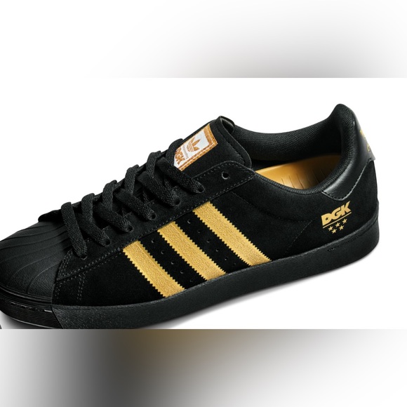 Men’s Black and Gold DGK Original Shell Toe Adidas - Picture 1 of 5